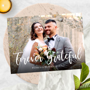 Altijd Dankbaar Elegante Foto Bruiloft Bedankt Briefkaart
