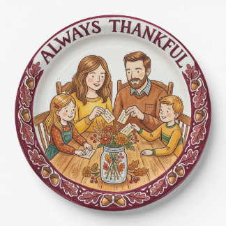 "Altijd Dankbaar" Familie Thanksgiving Papieren Bo Bordje