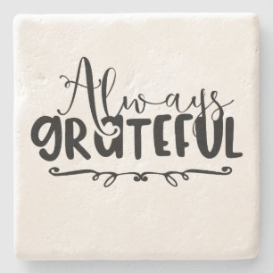 altijd dankbaar - typografie stenen onderzetter