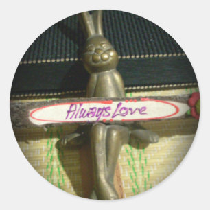 Altijd dol op Inspirerend konijnenkunst print desi Ronde Sticker