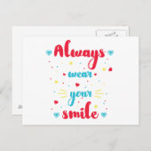 Altijd draag uw glimlach Motivatie Quote Briefkaar Briefkaart (Voorkant / Achterkant)