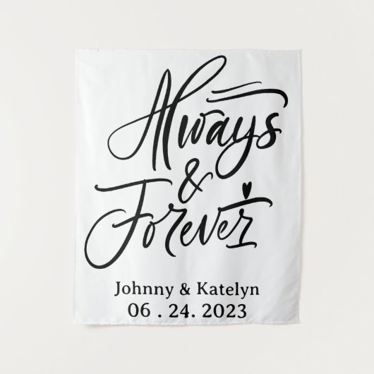 Altijd en altijd aangepaste bruiloft achtergrond wandkleed (Voorkant)