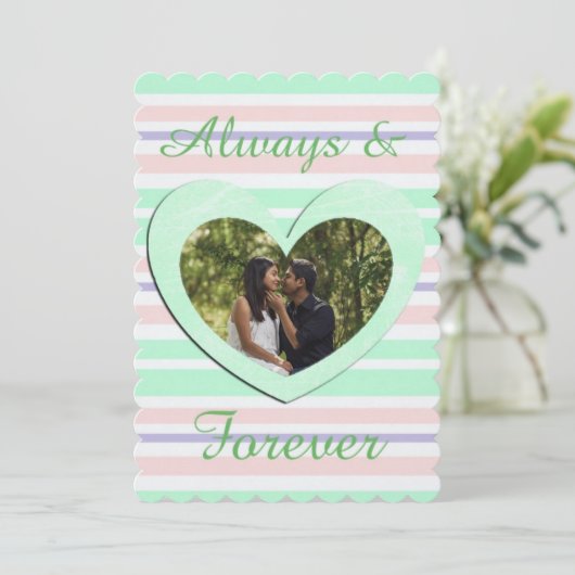 Altijd en altijd bruiloft uitvindingen, groen roze kaart (Staand voorkant)