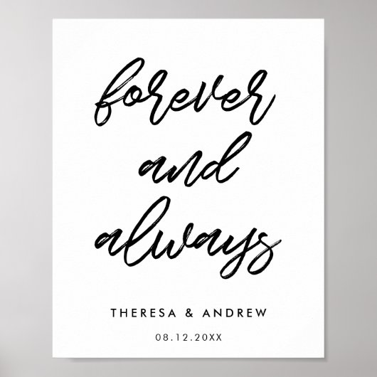 Altijd en altijd Modern trouwerbord voor typografi Poster (Voorkant)