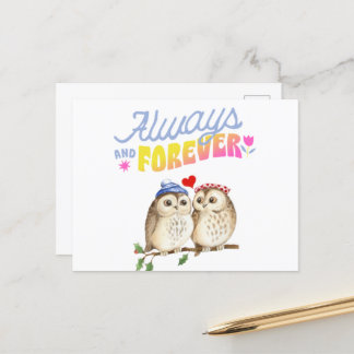 Altijd En Voor Altijd Schattige Uilen Verliefd    Feestdagenkaart