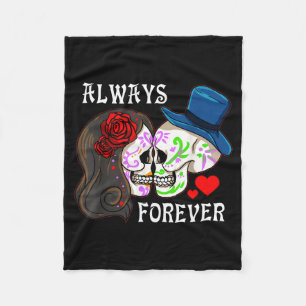 Altijd En Voor Altijd - Valentijnsdag Suiker Skull Fleece Deken