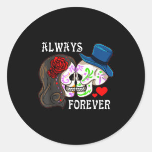 Altijd En Voor Altijd - Valentijnsdag Suiker Skull Ronde Sticker