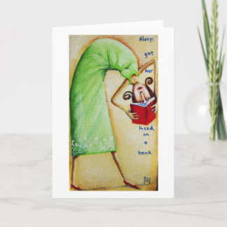 Altijd haar hoofd in een boekkaart kaart