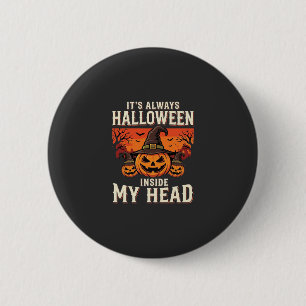 Altijd Halloween Pompoen Heks Ontwerp_1 Ronde Button 5,7 Cm