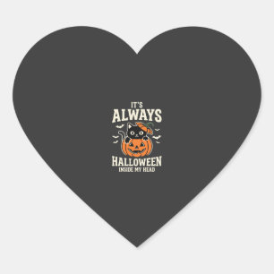 Altijd Halloween Zwarte Kat Pompoen Ontwerp Hart Sticker