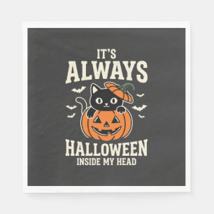 Altijd Halloween Zwarte Kat Pompoen Ontwerp Servet