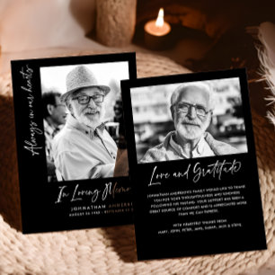 Altijd in ons hart 2-foto begrafenis/gedenkteken bedankkaart