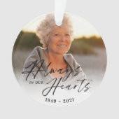 Altijd in ons hart Foto Memorial Keepslag Ornament (voorkant)
