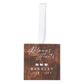 Altijd in ons hart Foto's Memorial Woodgrain Kubus Ornament (Voorkant)