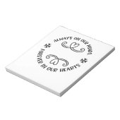 Altijd in ons hoofd, altijd in ons hart, zwart.p notitieblok (Gedraaid)