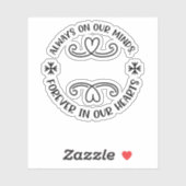 Altijd in ons hoofd, altijd in ons hart, zwart.p sticker (Vel)