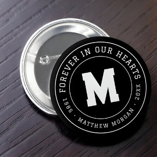 Altijd in Onze Hart Herdenkingsmonogram Ronde Button 5,7 Cm
