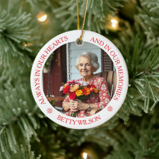 Altijd in onze harten | Foto & Gedicht Kardinaal Keramisch Ornament
