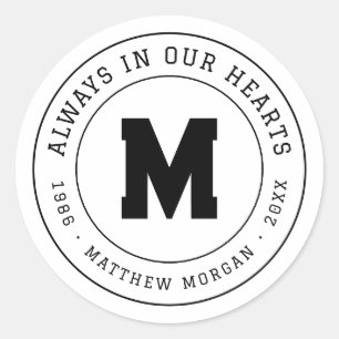 Altijd In Onze Hartengedenkmonogram Ronde Sticker