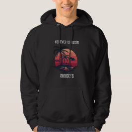 Altijd jacht op retro tropische palmboom zonsonder hoodie