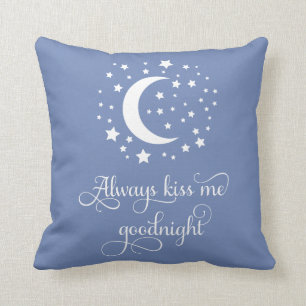 Altijd Kus me Goodnight Kisses Love Quote Blue Kussen