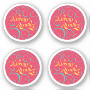 Altijd lezen   Helder Roze Blauw Geel en Zwervels Sticker