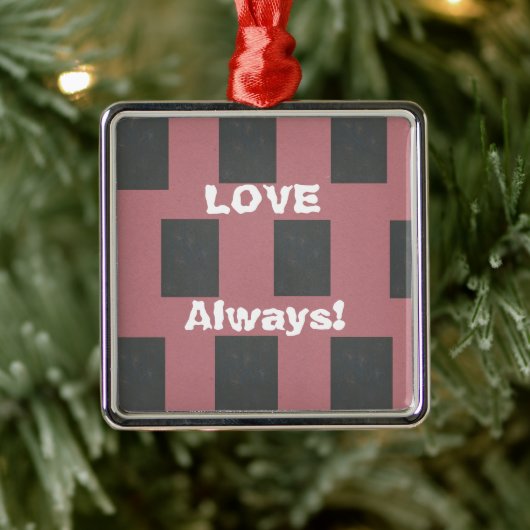 Altijd liefde! Checker Pink Flower Abstract Metalen Ornament (Boom)