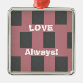 Altijd liefde! Checker Pink Flower Abstract Metalen Ornament (Voorkant)