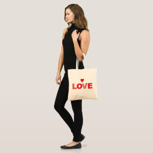 Altijd liefhebben met roodhartentypografie tote bag