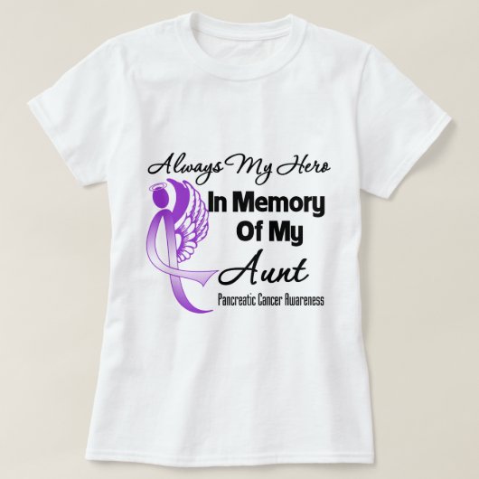Altijd mijn Hero in Memory Aunt - Pancreaskanker T-shirt (Design voorkant)