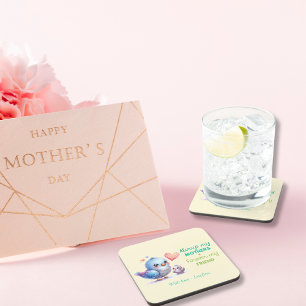 Altijd mijn moeder - Bird Mum & Baby Bier Onderzetter
