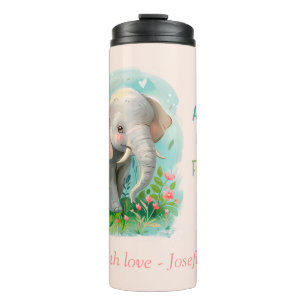 Altijd mijn moeder - Olifant Mum & Baby Pink Thermosbeker