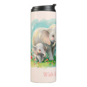 Altijd mijn moeder - Olifant Mum & Baby Pink Thermosbeker (Gedraaid links)
