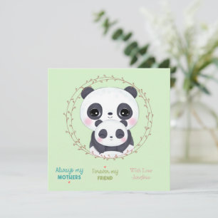 Altijd mijn moeder - Panda-moeder en baby groen Notitiekaartje