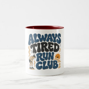 Altijd Moe Run Club, Zondags hardloopclub Tweekleurige Koffiemok