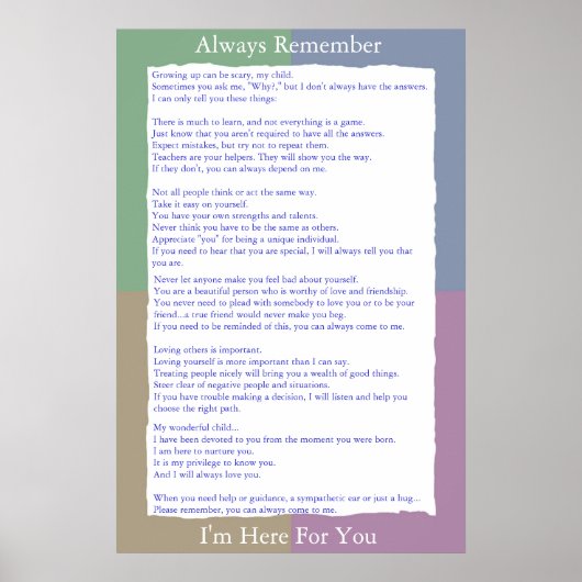 Altijd onthouden dat ik hier voor jou ben poster (Voorkant)