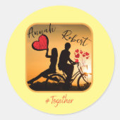 Altijd romantische liefde ronde sticker (Voorkant)