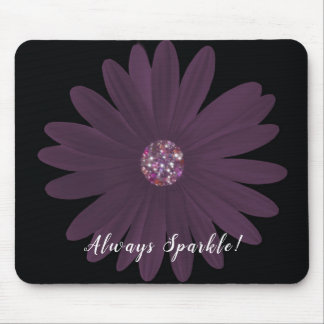 Altijd sparkle, paarse maaltijd met glittercentrum muismat