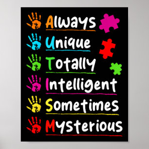 Altijd uniek autisme bewustzijn Helemaal intellige Poster