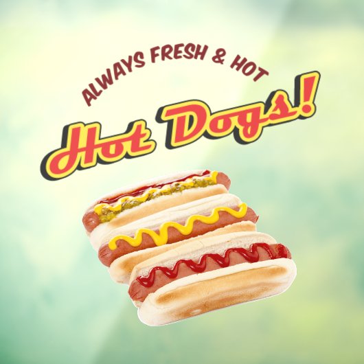 Altijd vers en warm winkelen voorzijde raamsticker (Vel 3)