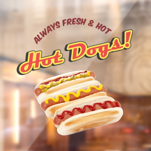 Altijd vers en warm winkelen voorzijde raamsticker (Vel 2)