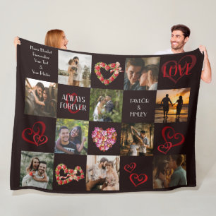 Altijd & Voor altijd Romantisch Hart Zwart Aangepa Fleece Deken