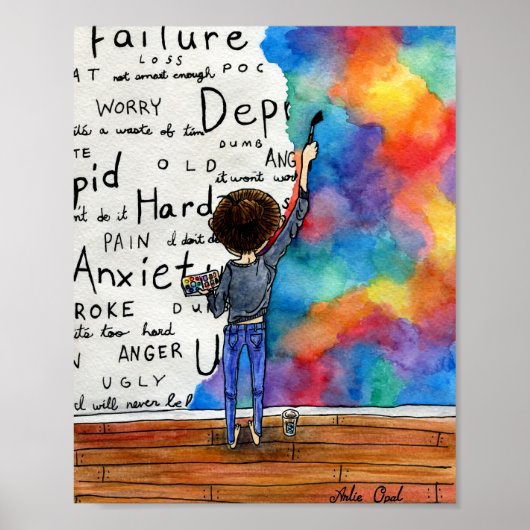 Altijd Waterverf schilderen blijven vechten (205) Poster (Voorkant)