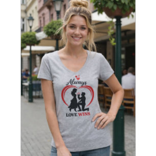Altijd wint liefde Vrouwen V-hals T-shirt