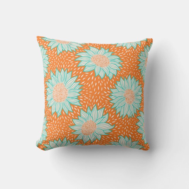 Altijd zonnebloemen oranje kussen (Voorkant)