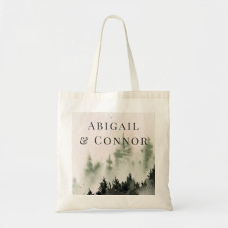 Altijdgroene Berg Mist Landelijke Winter Witte Gri Tote Bag