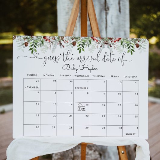 Altijdgroene kalender om de uitgerekende datum te  poster