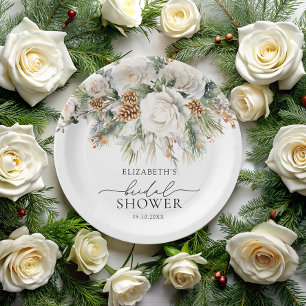 Altijdgroene Winterbloemen Bruidsdouche Papieren Bordje