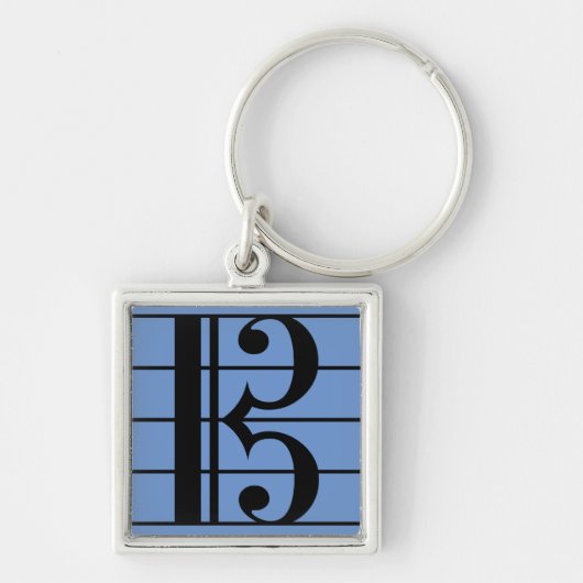 Alto Clef C-Clef Music Viola Blue Black Sleutelhanger (Voorkant)