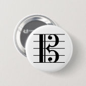 Alto Clef over Personeel Ronde Button 5,7 Cm (Voorkant /achterkant)